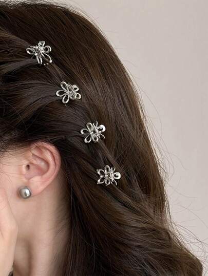 12pcs/4pcs Metal Flower Petite Hair Clips, Cute Bangs Side Claw Clips Hairpins, Suitable For Daily Wear Hair Accessories Hair Jaw Clip Hair Clamps Hair Clutch Hair Catcher Clip Fall Winter For Vacation Outfits Woman Summer