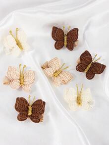 6 kẹp tóc hình bướm nhiều màu cho bé gái, chất liệu len mùa thu/đông, đệm lưới, họa tiết 3D, phụ kiện tóc dễ thương cho bé gái - Nhiều màu - Xem 8