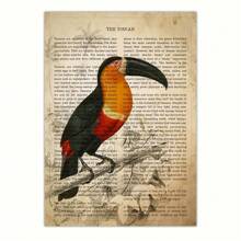 1pc Canvas Poster, 19e-eeuwse Vintage Canvas Muurschildering, Dieren Afbeelding Kunst Canvas Decoratie Met Soort-Specifieke Beschrijvingen Geschreven Op De Achtergrond Muurkunst, Ideaal Cadeau Voor Slaapkamer Woonkamer Keuken Slaapzaal Gang, Muurkunst, Muurdecoratie, Kamerdecoratie, Ongeraamd