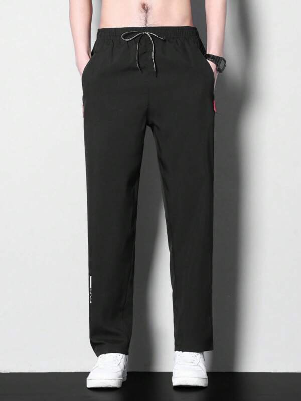 Men's Lightweight Breathable Quick-Dry Zipper Pockets Sport Pants, Fashionable All-Match Long Trousers For Summer, Fall