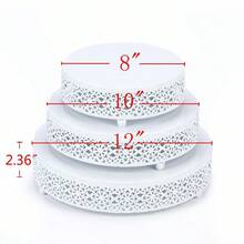 3 Pieces White/Golden Cake Stand Set, 8/10/12 Inch Round Metal Dessert Display Stand Decorative Cake Holder Cupcake Pastry Candy Display Plate For Wedding, Party, Birthday, Event - 白色 - 查看 3