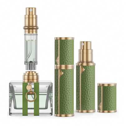 Super Fiber Leather-Clad Alloy, Premium Travel Perfume Bottle, Perfume Spray Pump, Fill Perfume Spray From The Bottom Of The Bottle, Refillable Mini Perfume Dispenser /5ML Capacity