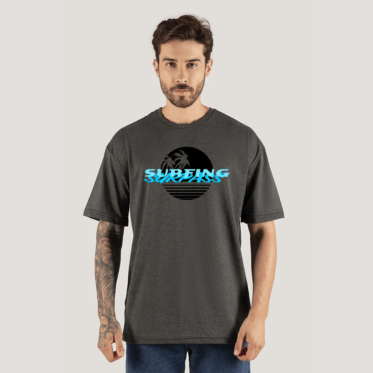 Los Angeles Calif T-Shirt Oversize Street Wear Long Sleeve Sweatshirt - 深灰色 - 查看 1