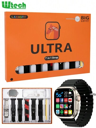 WTECH Reloj inteligente para hombre y mujer 7+1 Super 7 con carga inalámbrica y llamadas Bluetooth, soporta 106 monitorización deportiva, compatible con Android iOS