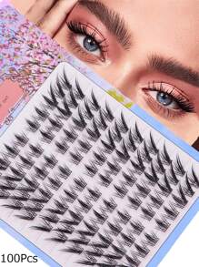 10包/100簇 C型卷翘仿貂毛假睫毛，自然单根假睫毛，适合DIY化妆，蓬松俄式浓密睫毛 - C - 查看 2