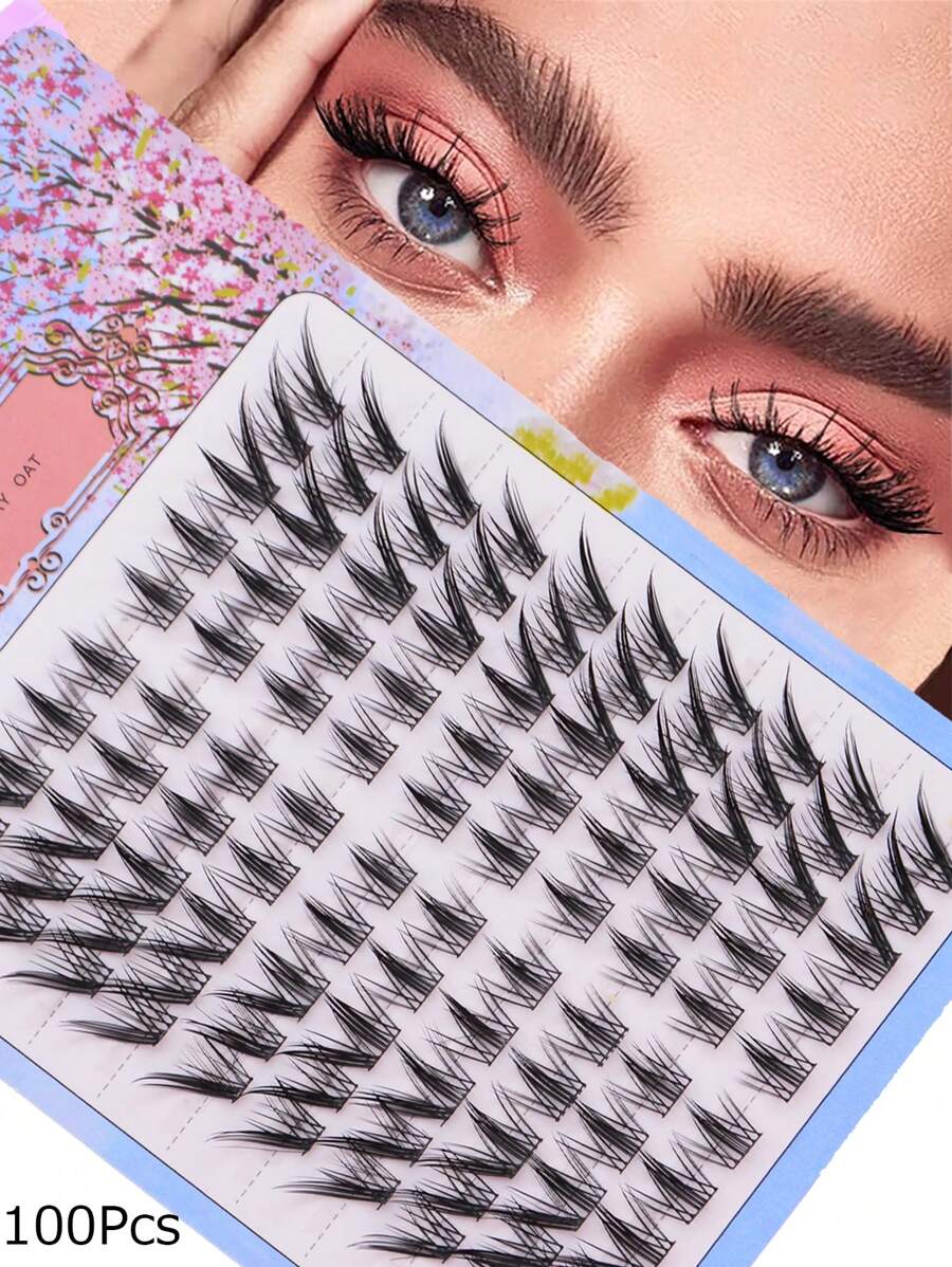 10包/100簇 C型卷翘仿貂毛假睫毛，自然单根假睫毛，适合DIY化妆，蓬松俄式浓密睫毛