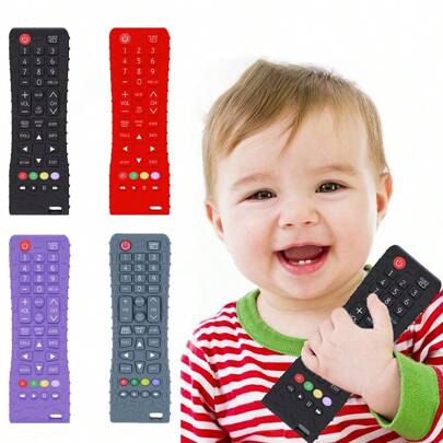 遥控造型硅胶婴儿磨牙玩具，舒适多按钮磨牙玩具，适合婴幼儿