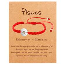 1 pieza Pulsera unisex con de los 12 signos del zodíaco, hecha a mano de acero inoxidable trenzado, de moda