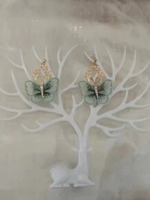 1 Pair Boho Floral Drop Dangle Earrings With Crystal Tassels, Wedding Party Jewelry Gift For Women