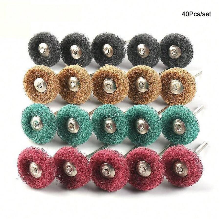 Bộ 40 Cái/Bộ 2.35mm/3mm Mini Drill Chổi Mài Mòn Sợi Nylon Đánh Bóng Bánh Đánh Bóng Có Chuôi Cho Bộ Phụ Kiện Dụng Cụ Quay - bánh xe đánh bóng - Xem 1