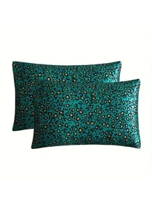 2pcs Red Leopard Print Pillow Cases, Soft Smooth Comfy Silky Like Satin Pillowcase, Envelope Closure Gifts For Double Bed