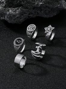 5 件套嘻哈风格男士戒指 - 蝙蝠戒指、狮头戒指、蛇戒指、男士休闲时尚戒指、生日、圣诞节、情人节、节日礼物 - 5五件套蝙蝠戒指 - 查看 13