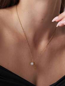 1 Stück alltägliche Mode exquisiter Stil, personalisierter Textanpassung+Zirkonia Anhänger Halskette, mehrere Namen können ausgewählt werden, 18 Karat Goldkette aus Edelstahl, alltäglicher Tragen und Geschenke für gute Freunde und Familie