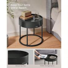 VASAGLE Round Coffee Tables, Set Of 2 Nesting Tables, Modern Round Side Tables With Hidden Storage And Top Tray, For Living Room, Bedroom, Office - 黑色 - 查看 5