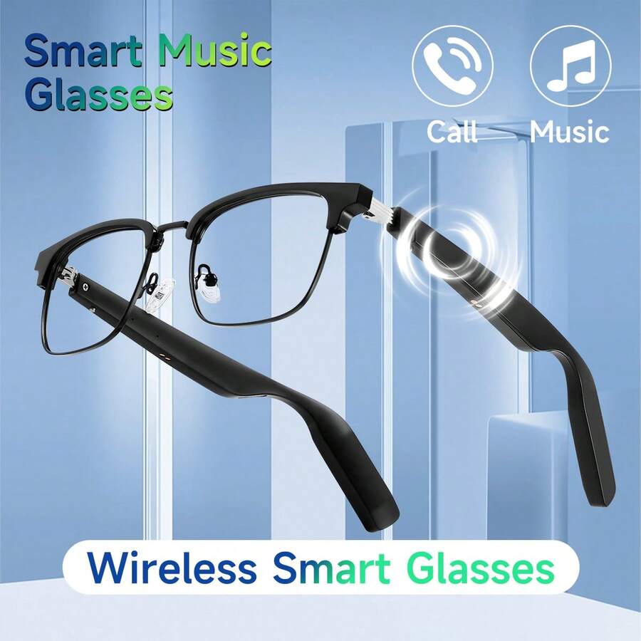 1set Smart Glasses Wireless Bluetooth Glasses With Speakers Semi-Rimless Frame Eyeglasses For Men Women Outdoor Driving Activities- Quick Charge,Music/Calling,Touch - Multicolor - View 1