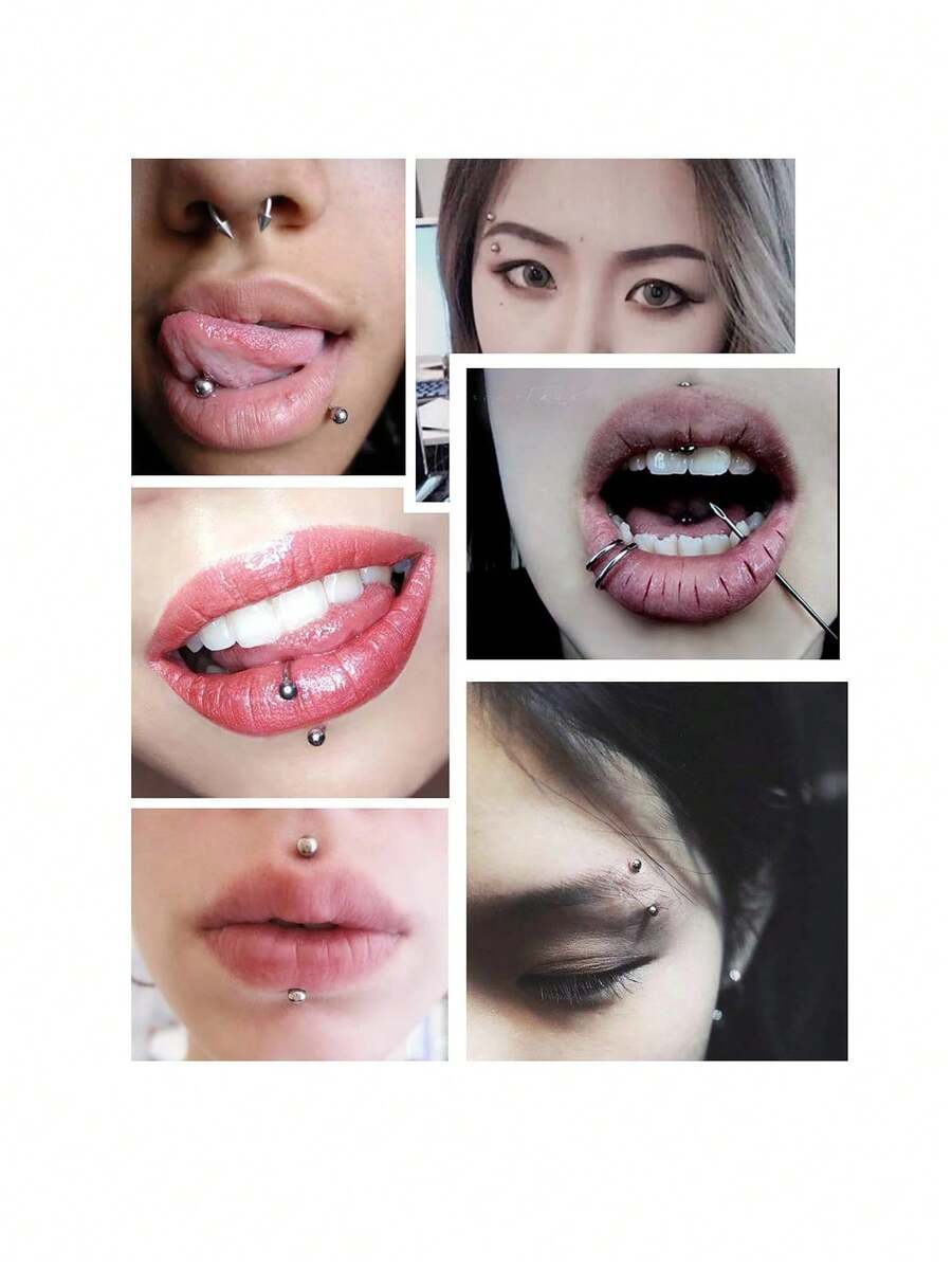 AVYRING 16PCS Lip Piercing Kit 16G Stainless Steel Lip Jewelry Piercing