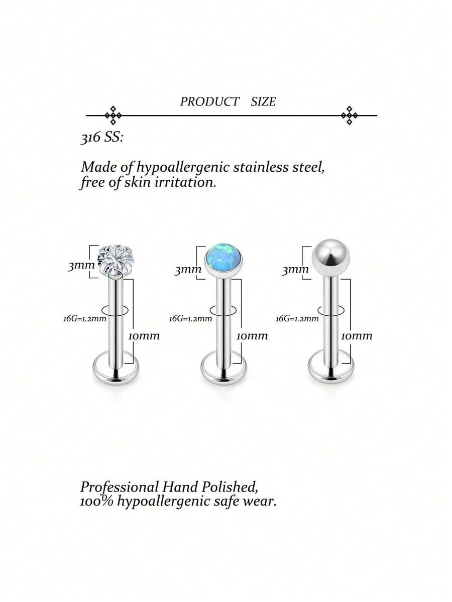 AVYRING 16PCS Lip Piercing Kit 16G Stainless Steel Lip Jewelry Piercing