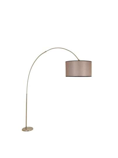 Well Home Vloer Lamp Curved Chrome Metal Straight Shade, Bruin Malaui Collection, 40x40x220, 27 Socket Max 60 W. Free Shipping In 24/48h