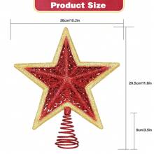 11.6 Inch Red Tree Top Star For Christmas Party Holiday Decorations Best Gifts Home Decor Christmas Decorations Room Decor - Red - View 5