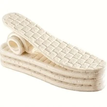 1 对，男女通用冬季厚底软垫，加厚保暖乳胶全底带毛绒，高弹舒适运动坐垫，减震，透气面板，可切割 - 白色 - 查看 7