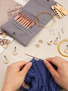 1 Set Of Interchangeable Circular Knitting Needles With Storage Box - 12 Pairs Colored/13 Pairs Golden Optional, Anodized Aluminum, Sizes 3-10mm, Includes Accessories And Stitch Markers - Perfect Gift For Beginners, Accessory Colors Random