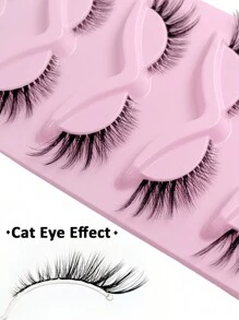 Rikuaild 5对猫眼假睫毛，轻盈飘逸，透明睫毛茎，蓬松柔软，可延长睫毛，打造迷人动人的眼妆效果。 - 眼尾拉長款 - 查看 6