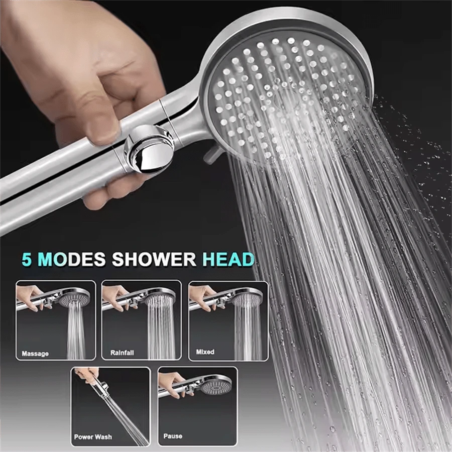 High Pressure Water Saving Handheld RV 5 Mode Shower Head With Hose
