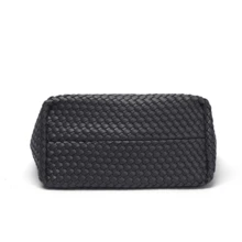 Woven Bag For Women, Vegan Leather Tote Bag Large Summer Beach Travel Handbag And Purse Retro Handmade Shoulder Bag - 黑色 - 查看 4