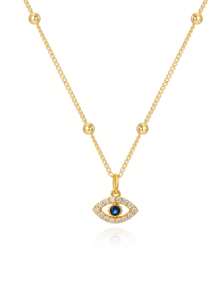 1 pieza Colgante de ojo de diablo oxidado de plata pura S925 con cadena de cuentas, joyería de moda minimalista y personalizada como regalo para mujeres