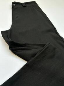 Jemmy Fashion Linen Woven Palazzo Pants PMG, Blue Green Brown Beige Black Pink - 黑色 - 查看 4