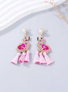 juran 1 Cặp Hoa tai tua rua pha lê thanh lịch dành cho nữ, Thiết kế trang sức lấp lánh cho tiệc cưới - Hồng - Xem 1