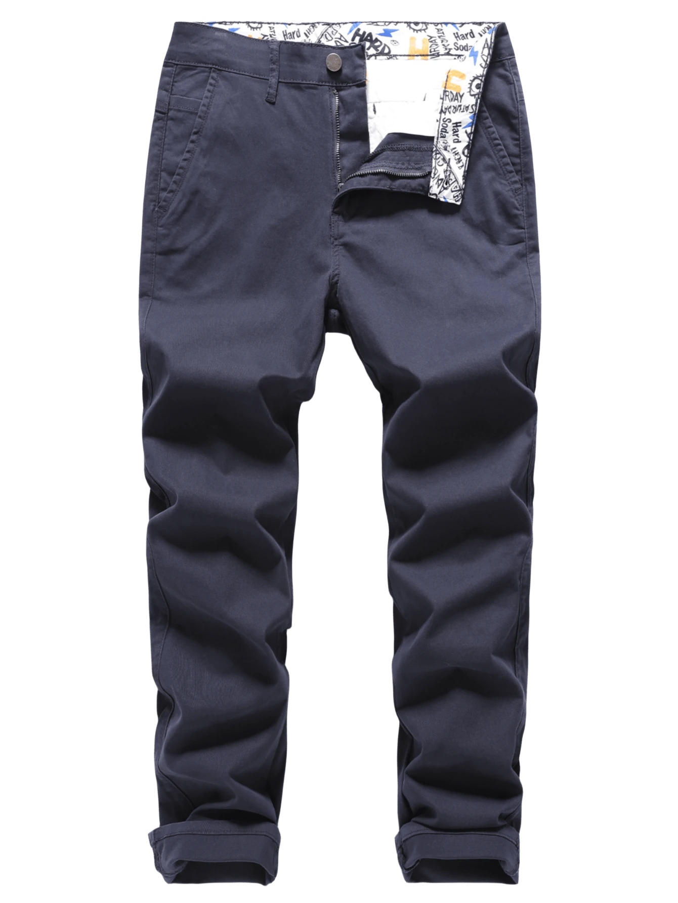Men's Classic-Fit Straight Casual Fashion Stretch Cotton Chino Pants - 寶藍色 - 查看 1