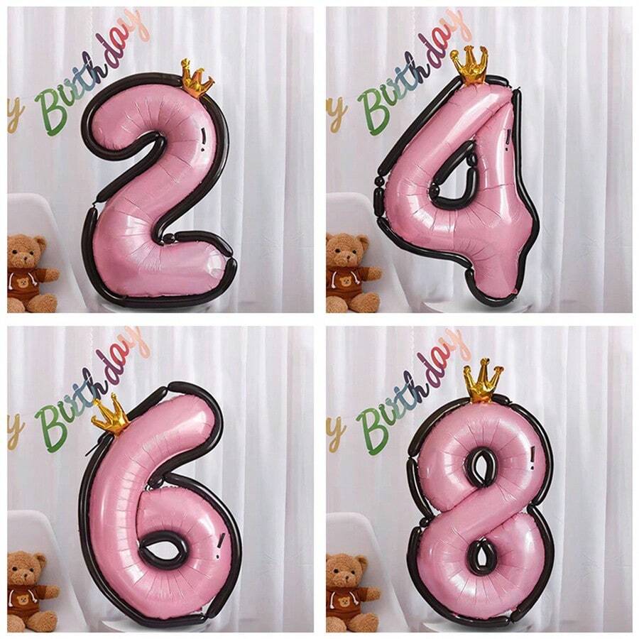 TwoDimensional Cartoon Line Number 09 Balloon 40Inch Large White