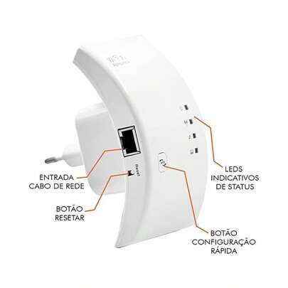 Amplificador De Sinal "Repetidor Wifi" Wireles Com Cabo De Rede RJ-45 Rápido Expansor de Rede Internet Ultra Bivolt Original Envio Imediato