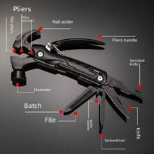 Multi Functional Hammer Pliers Combination Integrated Sheep Horn Hammer, Car Emergency Portable Camping Tool, Household Tool Gift/1pc, Tools For Men - HW-Q4 - 查看 2
