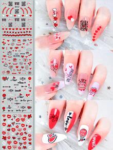 Tiebeauty 4 miếng dán móng tay hình trái tim tự dính, miếng dán trang trí móng tay hình trái tim, dụng cụ làm móng cho phụ nữ và trẻ em gái, đồ trang trí móng tay và ngày lễ tình nhân (4 miếng/2 miếng) - Nhiều màu - Xem 3