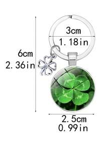 1pc Lucky Four Leaf Clover Keychain Alloy Pendant Time Gemstone Glass Crystal Handbag Men's Car Lucky Jewelry Fashion Gift School Car Accessories Cute Goth Y2k
