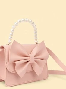 1pc Fashionable Girls Baby Pearl Decor One Shoulder Diagonal Handbag Mini Princess Purse - A - View 7