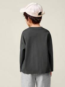 mini bala Young Boy Long Sleeve T-Shirt Autumn Basic T-Shirt - Iron Gray - View 3