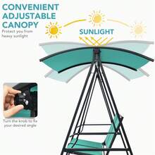 2 Seater Porch Swing With Canopy, Green Patio Swing - Green - View 5