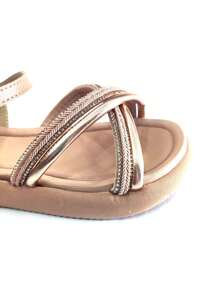 Molekinha Nude Gold Rhinestone Children's Papete Sandal, Original Launch - 金色 - 查看 3