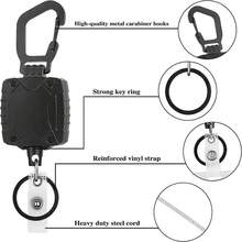 1 Set (Snap Hook + Card Holder) - Retractable Key Chain, Heavy-Duty Carabiner Badge Clip, Tactical ID Card Reel With Steel Cable, Snap Hook With Retractable Cord - Multicolor - View 3