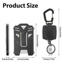 1 Set (Snap Hook + Card Holder) - Retractable Key Chain, Heavy-Duty Carabiner Badge Clip, Tactical ID Card Reel With Steel Cable, Snap Hook With Retractable Cord - Multicolor - View 2