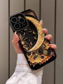 1 chiếc ốp lưng điện thoại chống sốc bằng da PU họa tiết ngôi sao và mặt trăng cổ điển tuyệt đẹp tương thích với iPhone/ - Nhiều màu - Xem 3