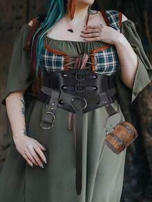 Bộ phụ kiện trang phục thời trung cổ cỡ lớn cho nữ Thắt lưng vòng cổ điển Kẹp váy Thích hợp cho đạo cụ hóa trang Halloween - màu đen - Xem 1