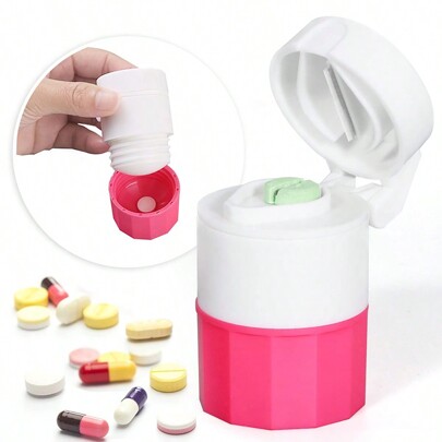 1pc 4pcs Tablet & Pill Crusher Grinder, Portable Mini Medication Storage Box, Travel Powder Grinder With Cup, Multifunctional Pill Organizer