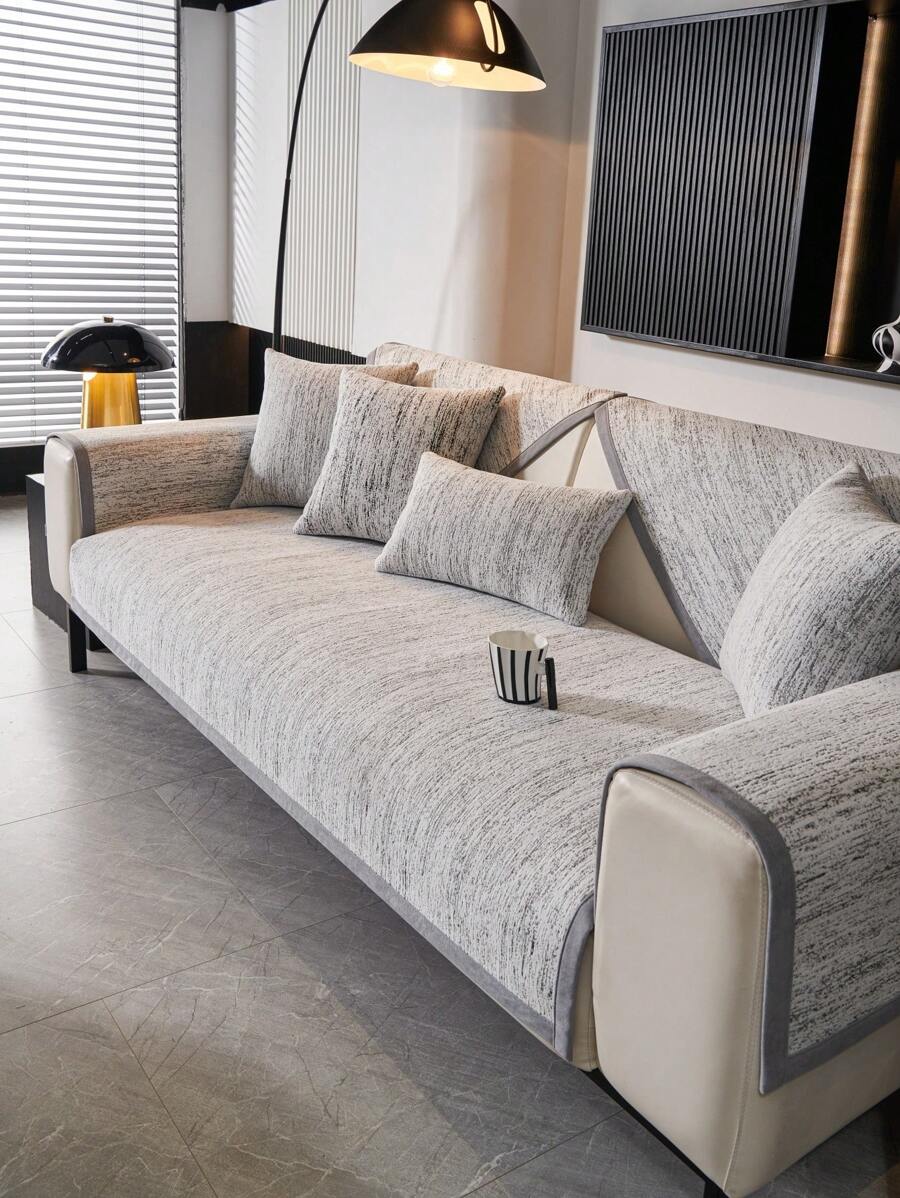 1pc Chenille Sofa Cushion, Non-Slip, For Four Seasons - Grey - View 1