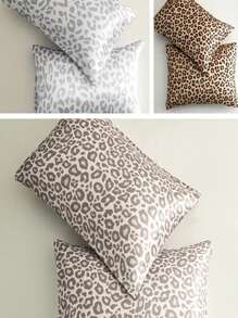 2pcs Leopard Print Pillowcase, Suitable For Hair And Skin, Envelope Closure Pillow Covers (Gold Leopard, Silver Leopard, Pink Leopard)