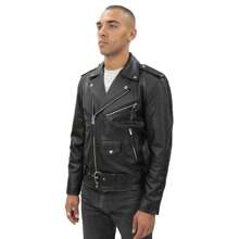 Mens Cow-Hide Black Brando Jacket -Venice - màu đen - Xem 10
