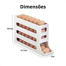 Egg Holder Dispenser Organizer Egg Tray Refrigerator Transparent 4 Tier 30 Eggs Automatic Holder - Multicolor - Ver 9